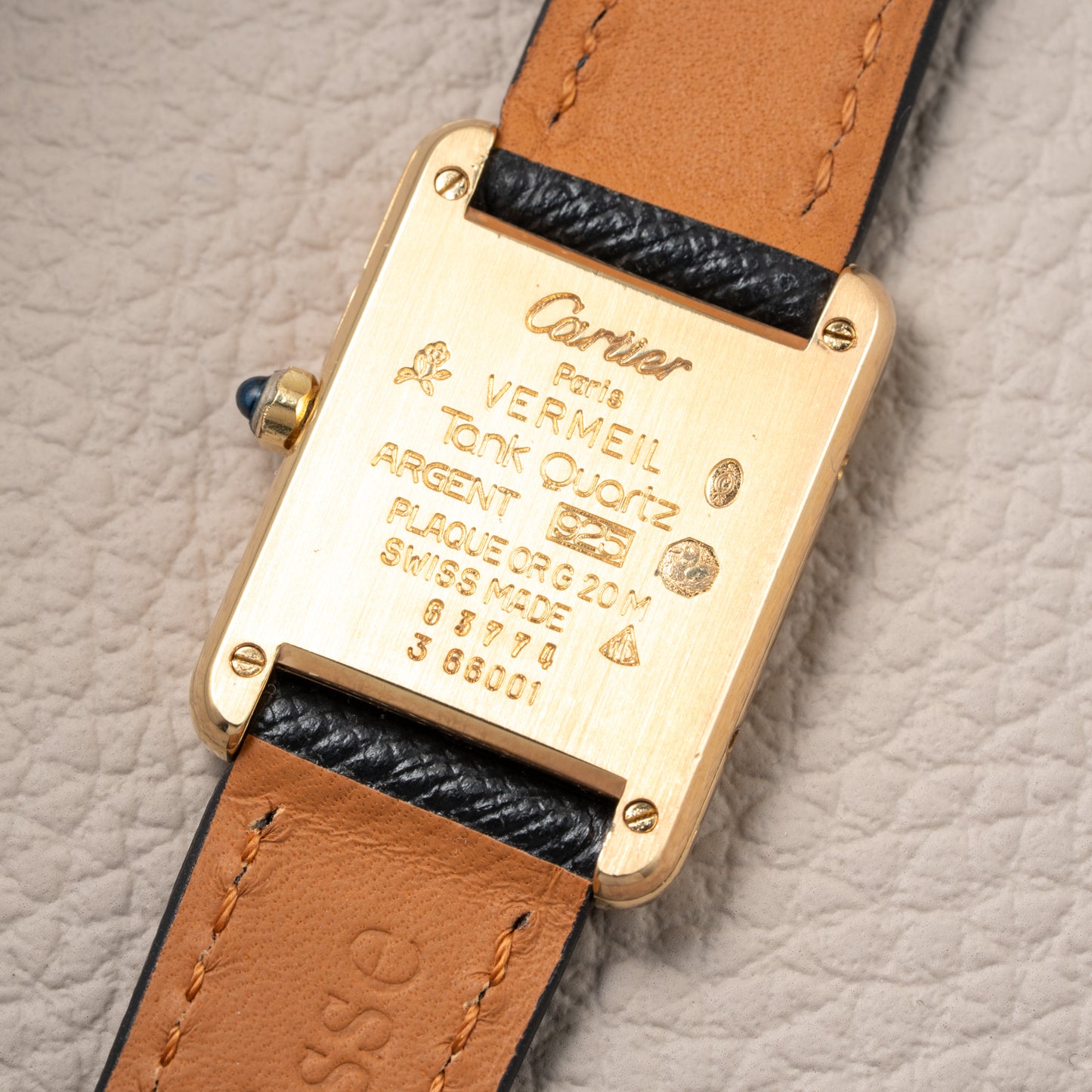 Cartier Tank Must de Vermeil Black Spider Dial Reference 3 66001 from 1980s