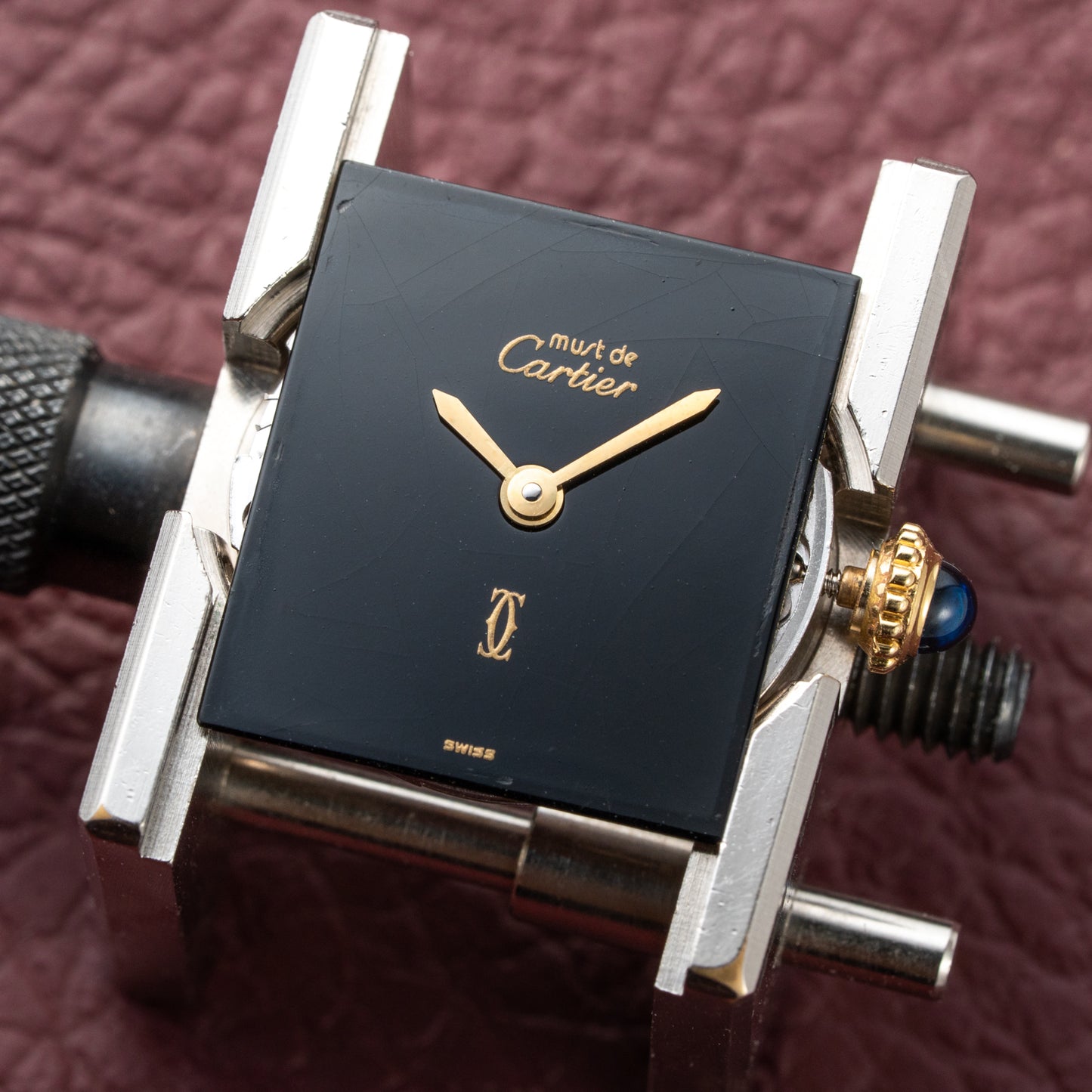 Cartier Tank Must de Vermeil Black Dial PM 1980s