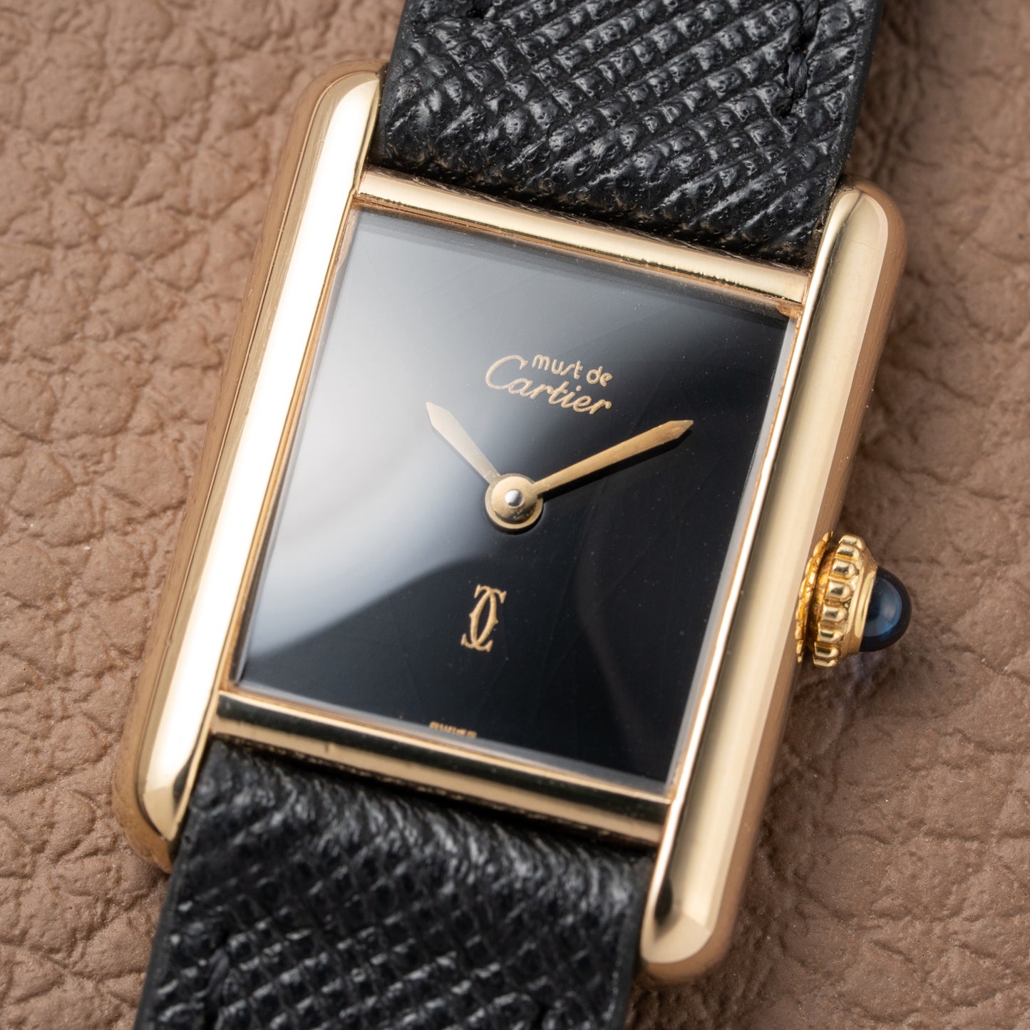 Cartier Tank Must de Vermeil Black Dial PM 1980s