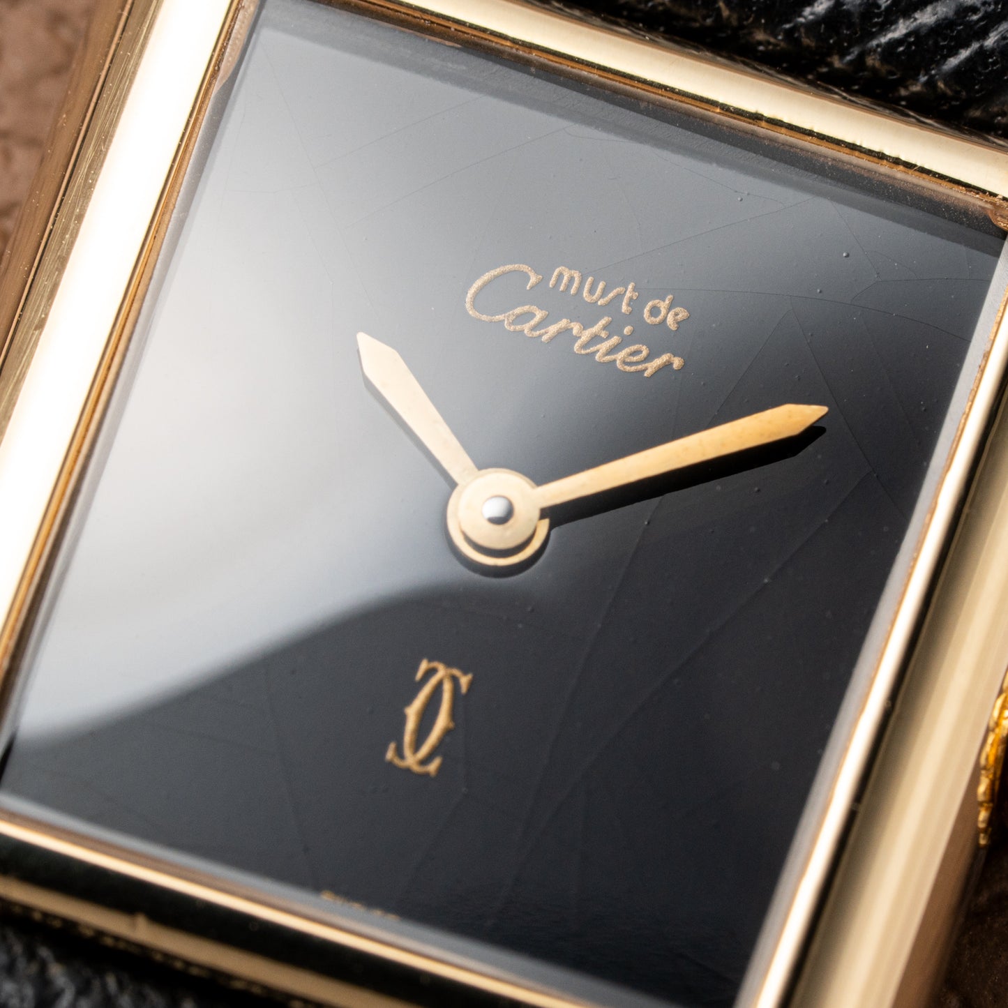 Cartier Tank Must de Vermeil Black Dial PM 1980s