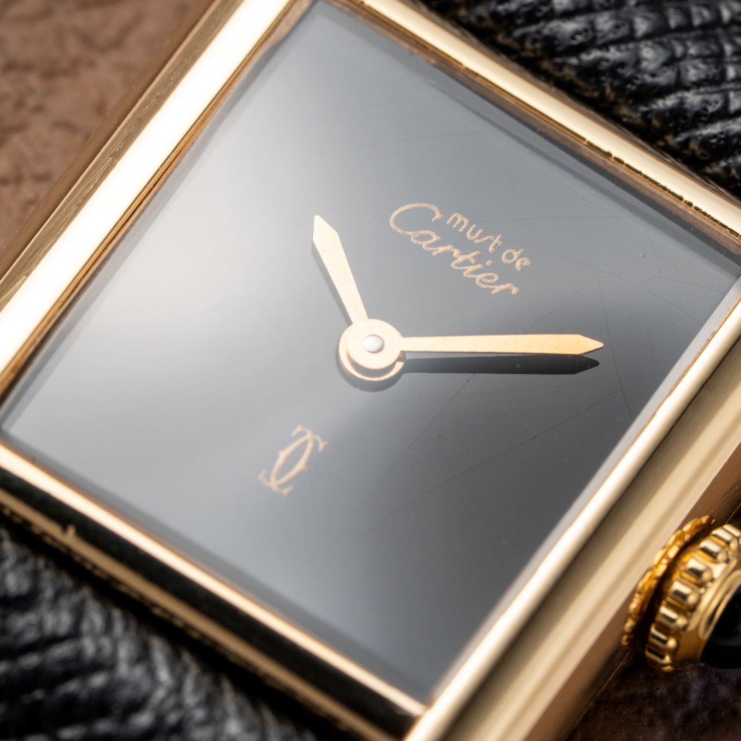 Cartier Tank Must de Vermeil Black Dial PM 1980s