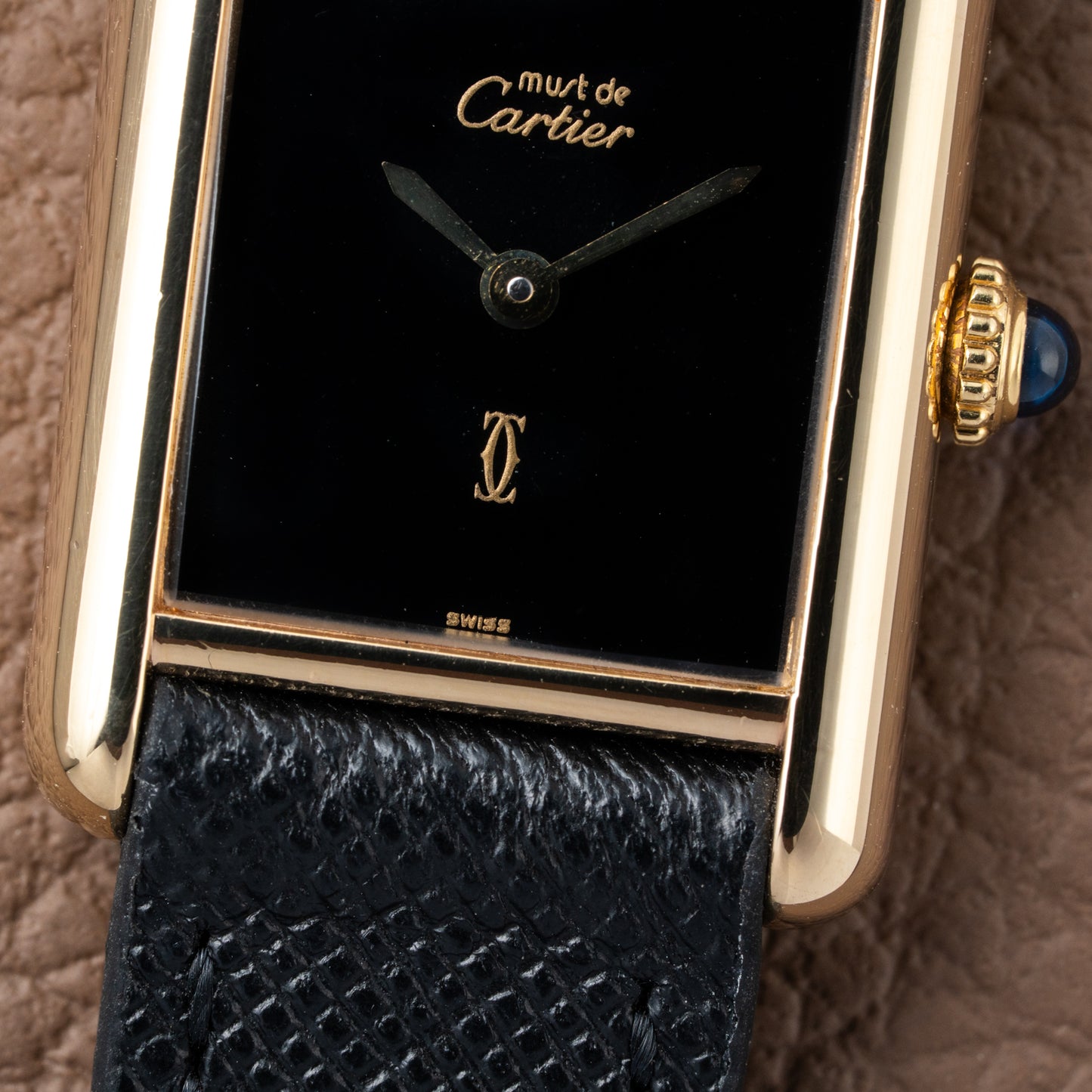 Cartier Tank Must de Vermeil Black Dial PM 1980s