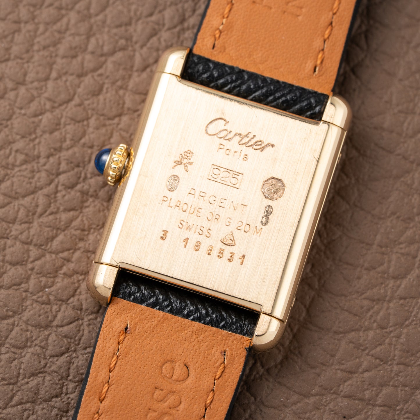 Cartier Tank Must de Vermeil Black Dial PM 1980s
