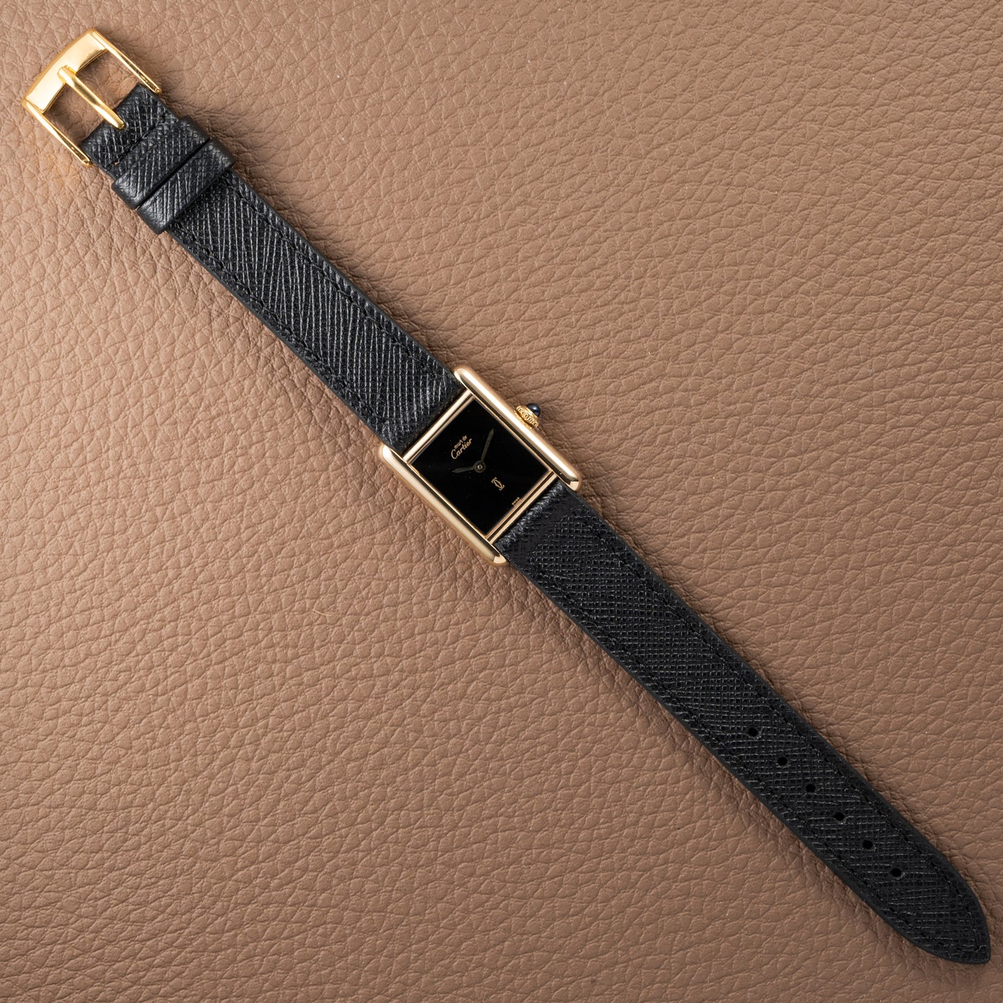 Cartier Tank Must de Vermeil Black Dial PM 1980s