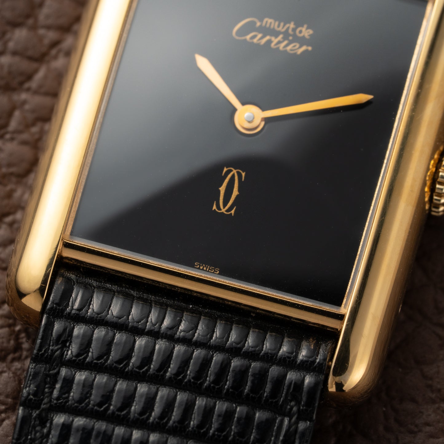 Cartier Tank Must de Vermeil Black Onyx Dial GM 1980s