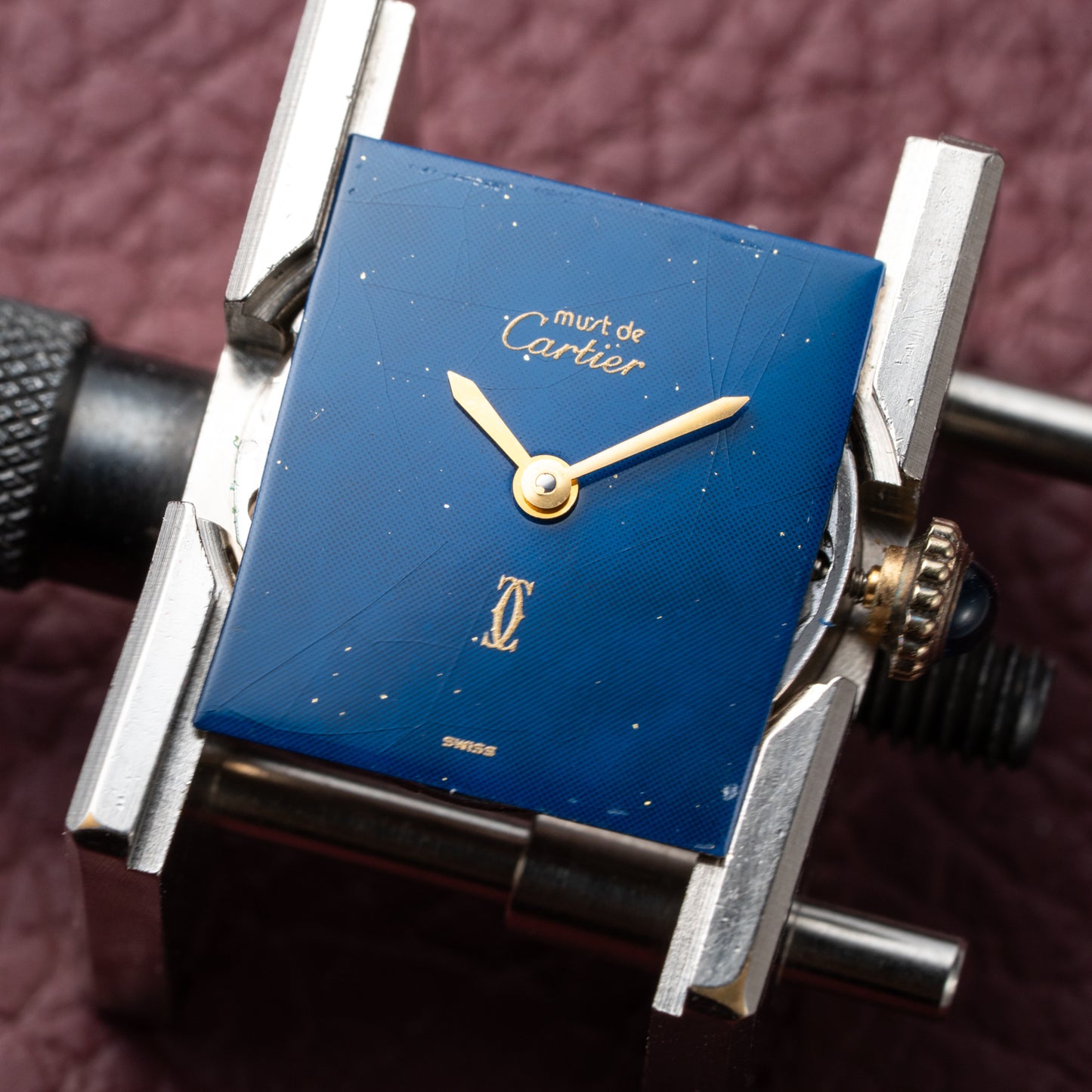 Cartier Tank Must de Lapis Lazuli Dial Vermeil PM 1980s