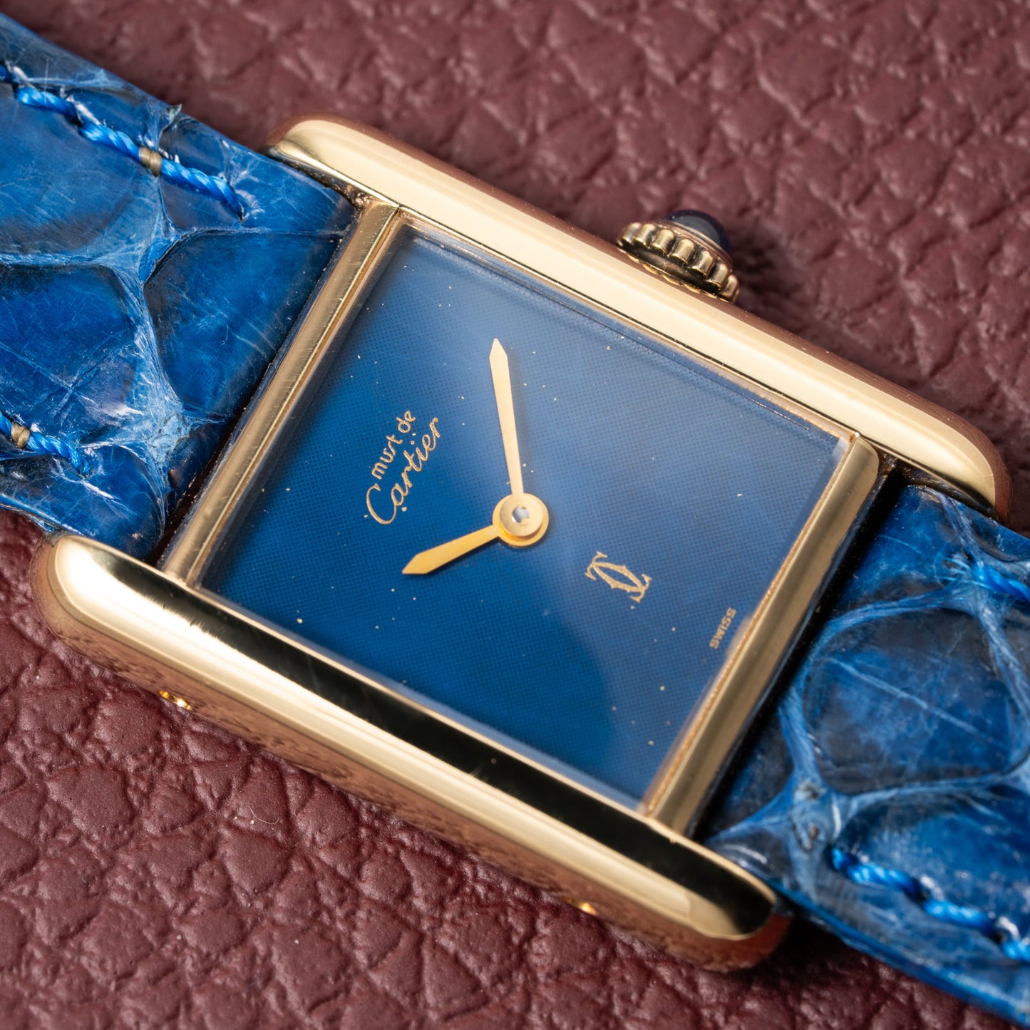 Cartier Tank Must de Lapis Lazuli Dial Vermeil PM 1980s