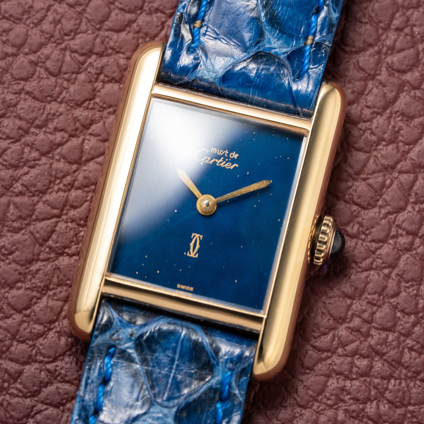 Cartier Tank Must de Lapis Lazuli Dial Vermeil PM 1980s
