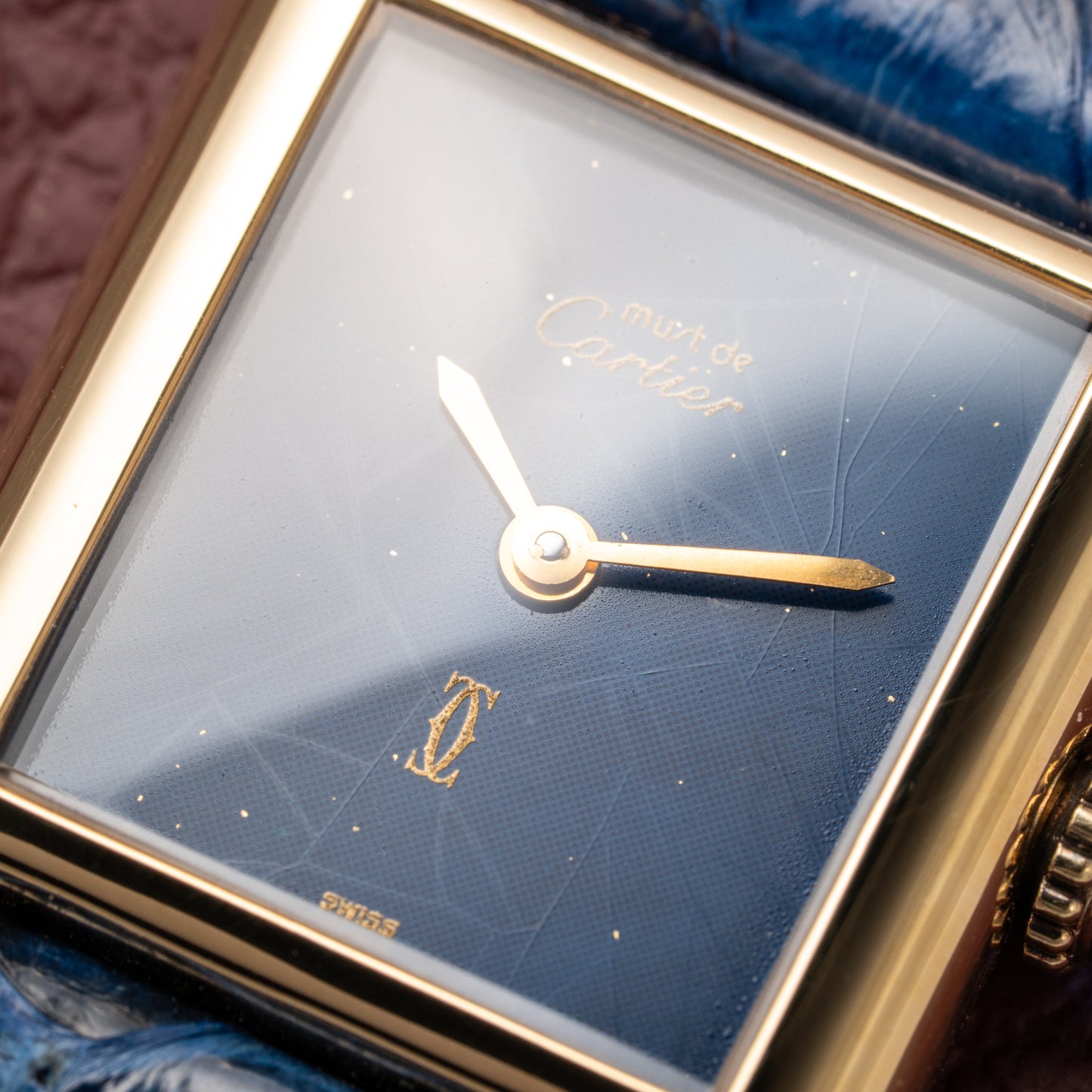 Cartier Tank Must de Lapis Lazuli Dial Vermeil PM 1980s