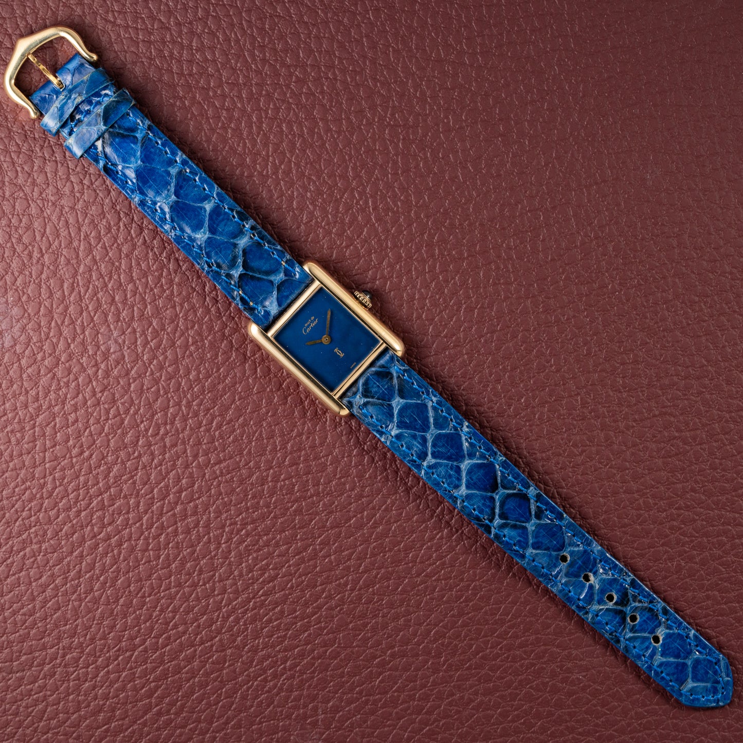 Cartier Tank Must de Lapis Lazuli Dial Vermeil PM 1980s