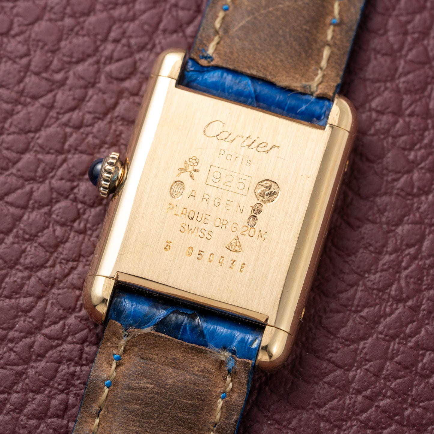 Cartier Tank Must de Lapis Lazuli Dial Vermeil PM 1980s
