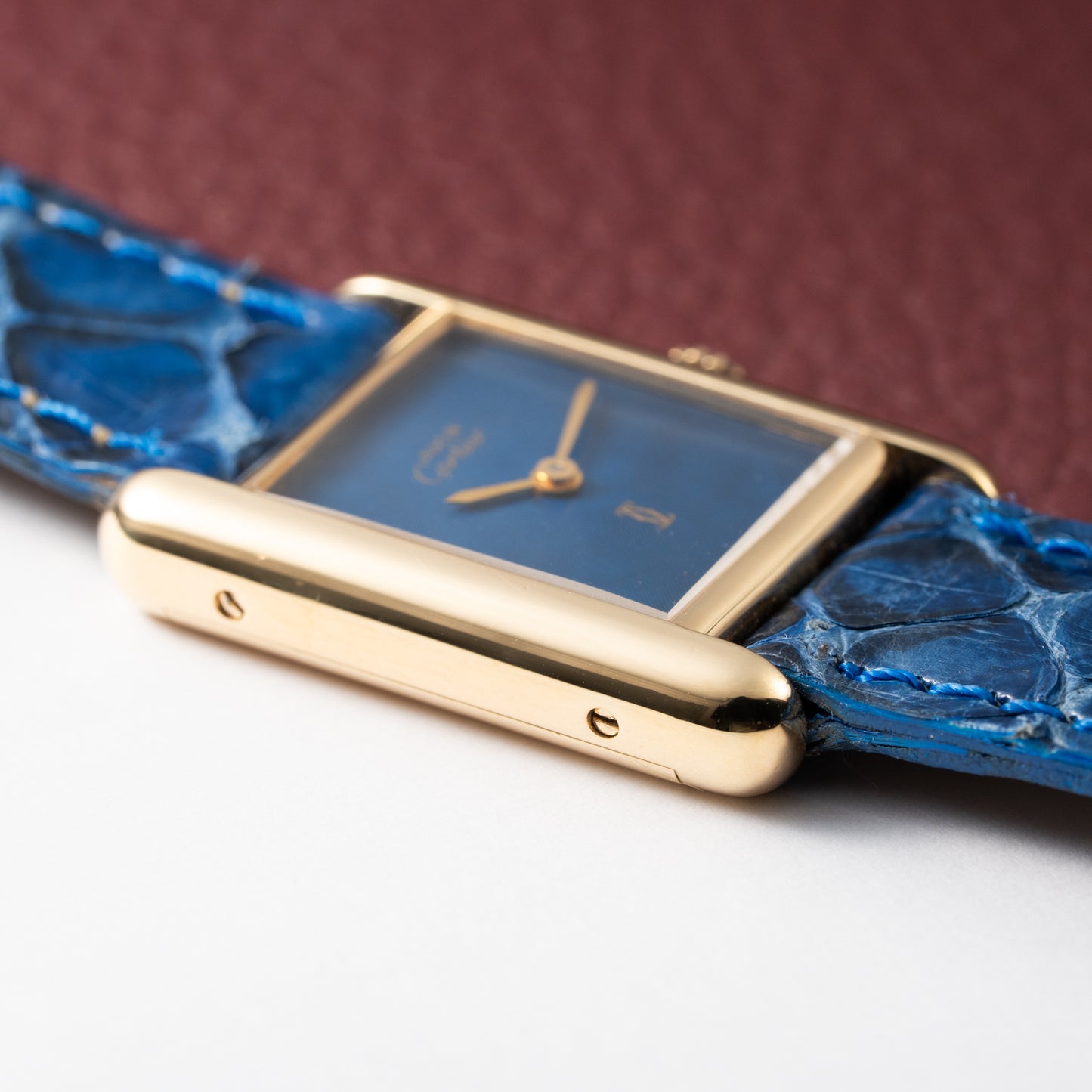 Cartier Tank Must de Lapis Lazuli Dial Vermeil PM 1980s