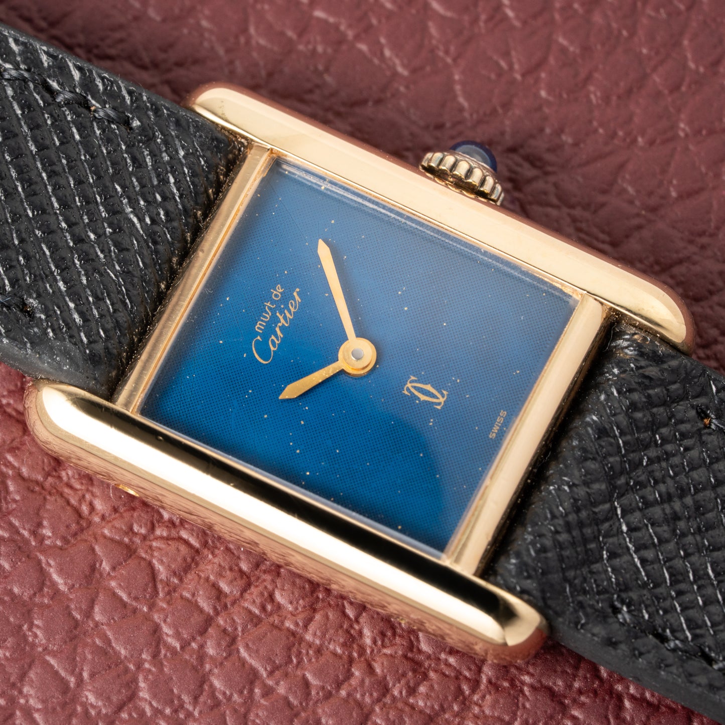 Cartier Tank Must de Lapis Lazuli Dial Vermeil PM 1980s