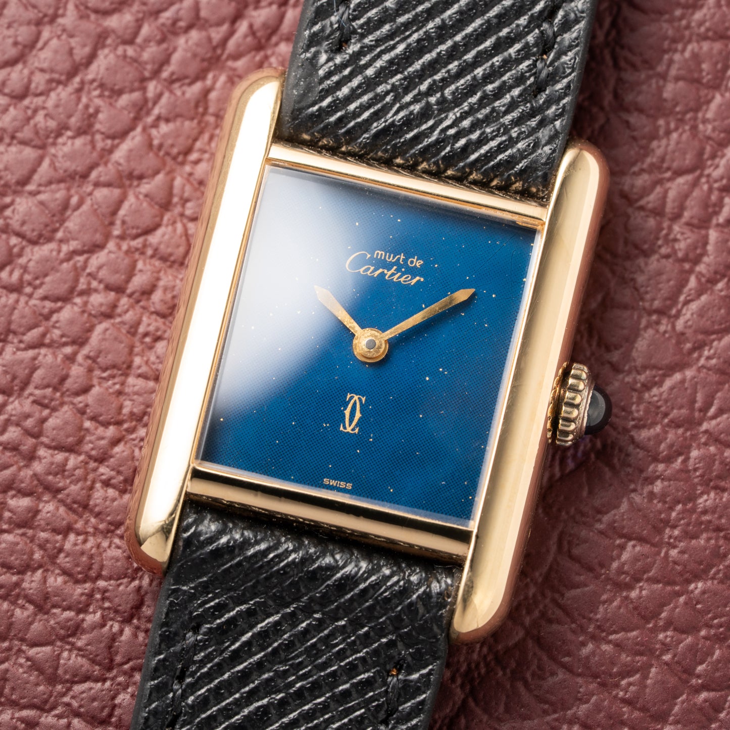 Cartier Tank Must de Lapis Lazuli Dial Vermeil PM 1980s