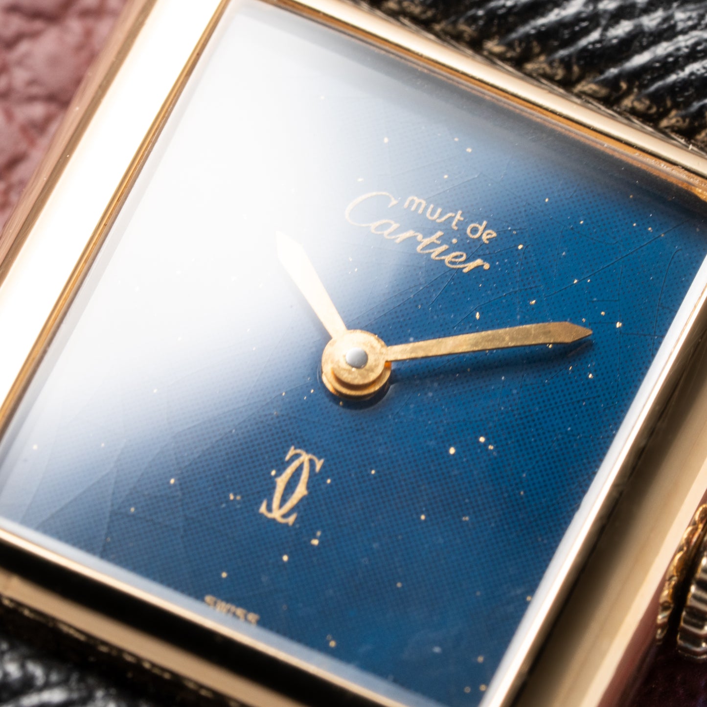 Cartier Tank Must de Lapis Lazuli Dial Vermeil PM 1980s