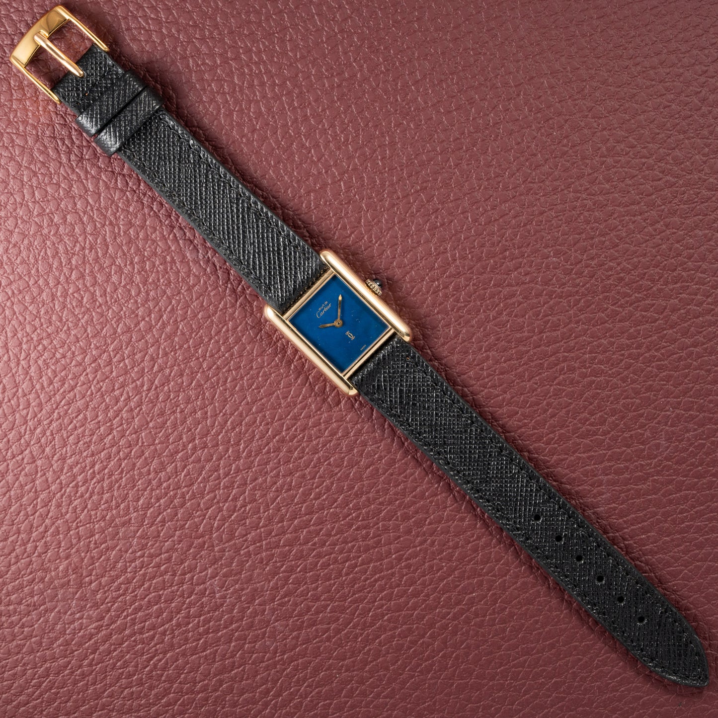 Cartier Tank Must de Lapis Lazuli Dial Vermeil PM 1980s