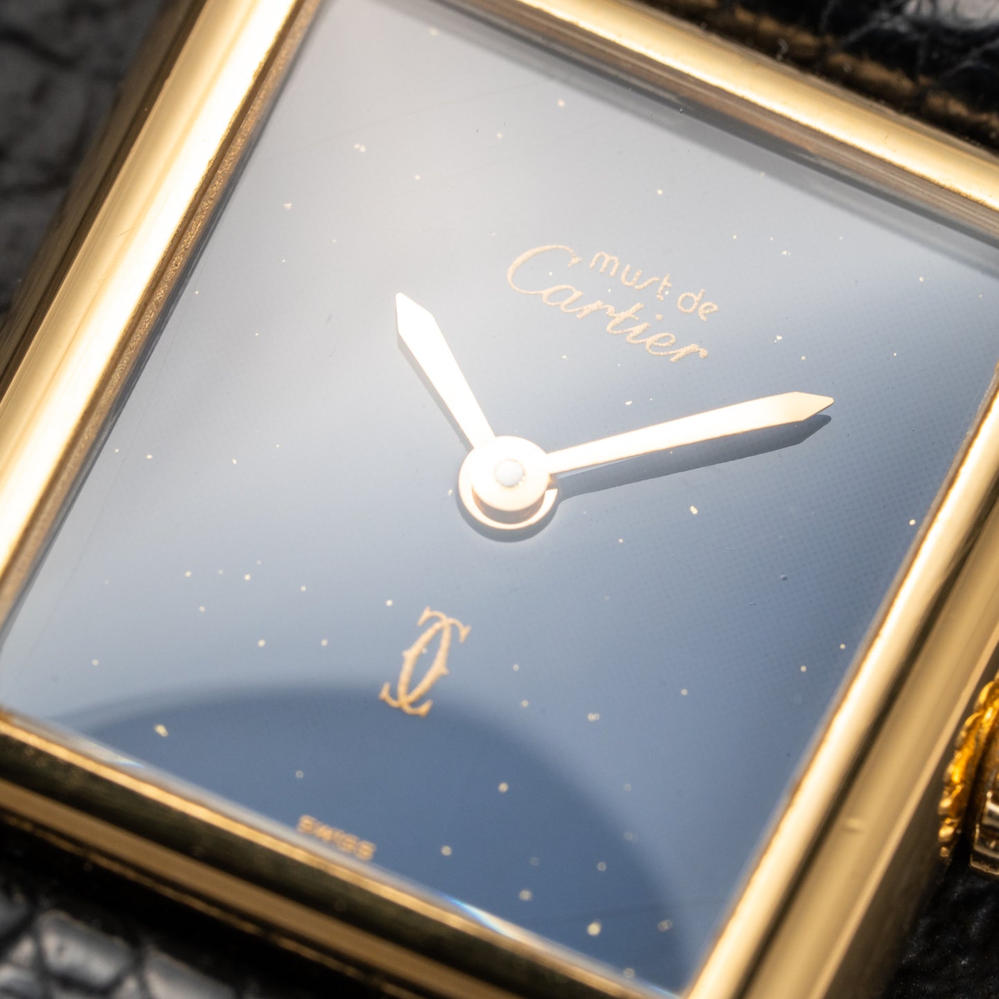 Cartier Tank Must de Blue Lapis Lazuli Dial Vermeil PM Full Set from 1982