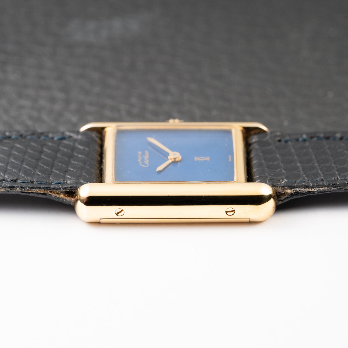 Cartier Tank Must de Blue Lapis Lazuli Dial Vermeil PM Full Set from 1982