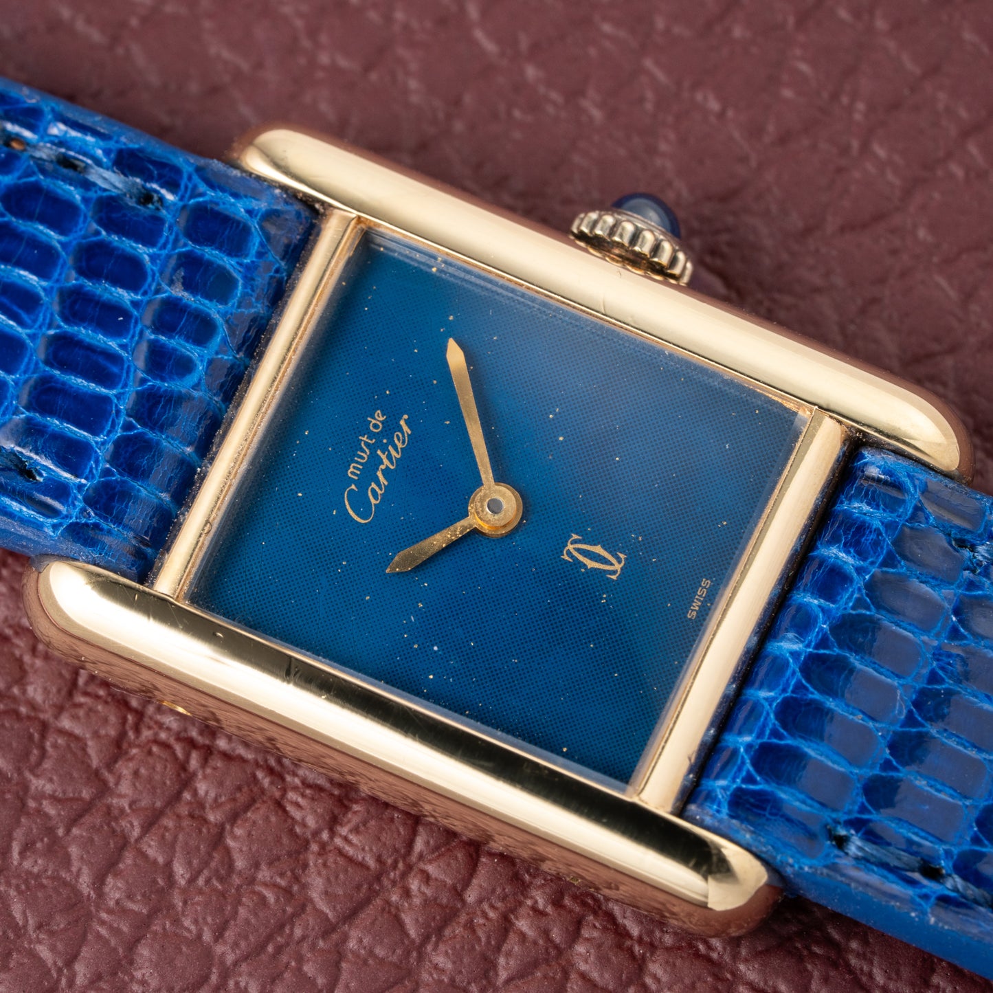 Cartier Tank Must de Blue Lapis Lazuli Dial Vermeil PM 1980s