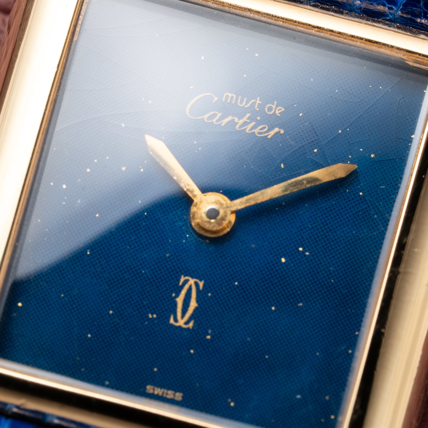 Cartier Tank Must de Blue Lapis Lazuli Dial Vermeil PM 1980s