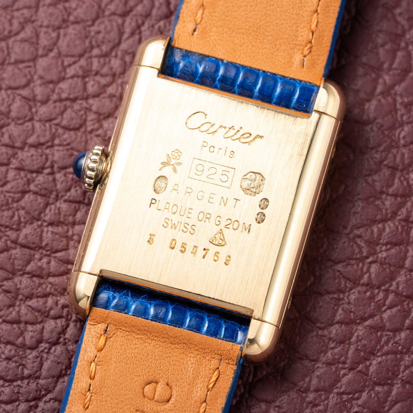 Cartier Tank Must de Blue Lapis Lazuli Dial Vermeil PM 1980s