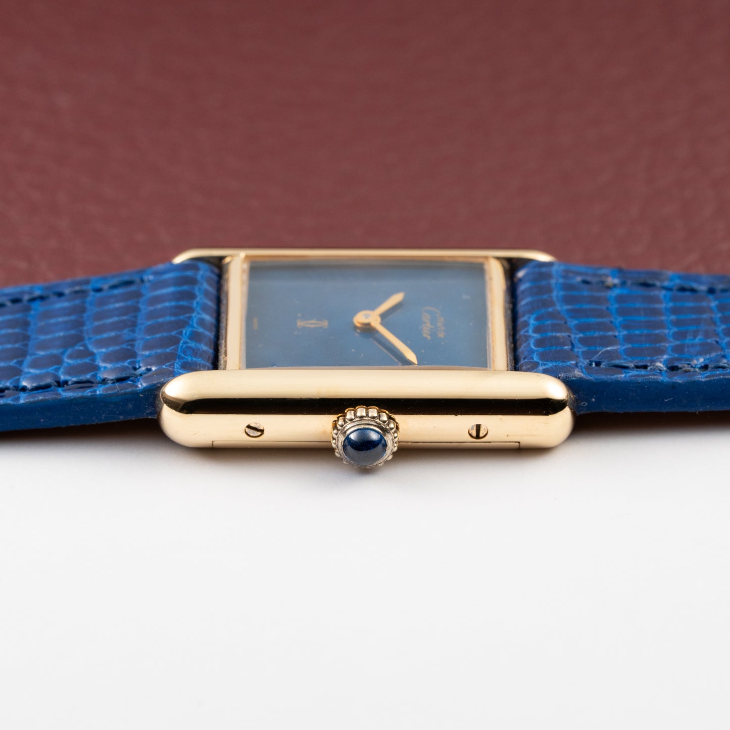 Cartier Tank Must de Blue Lapis Lazuli Dial Vermeil PM 1980s