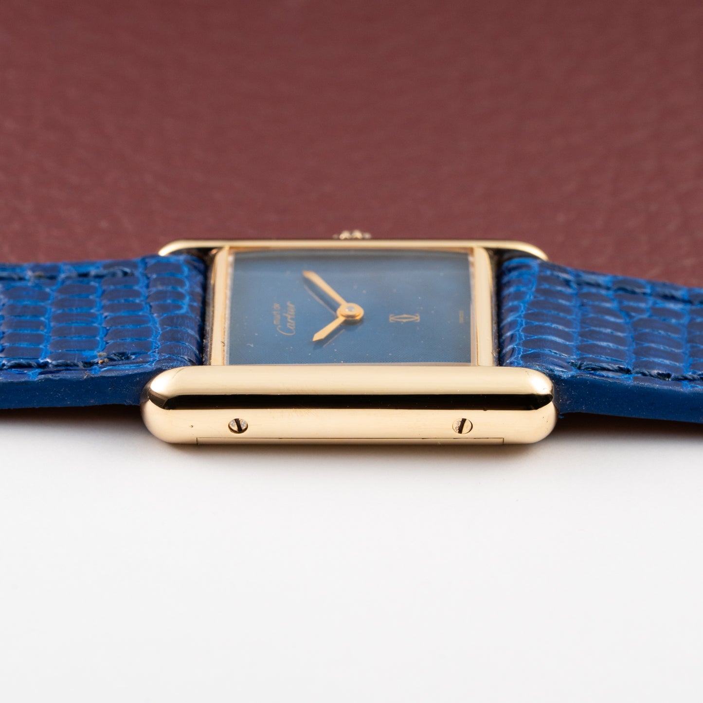Cartier Tank Must de Blue Lapis Lazuli Dial Vermeil PM 1980s
