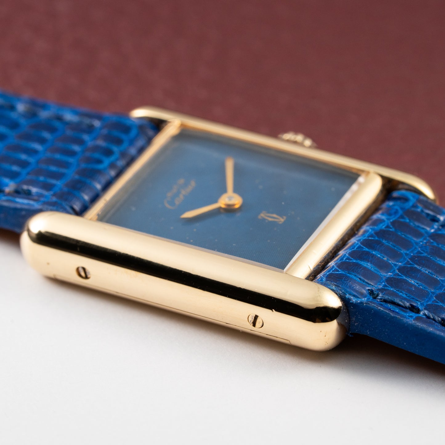 Cartier Tank Must de Blue Lapis Lazuli Dial Vermeil PM 1980s
