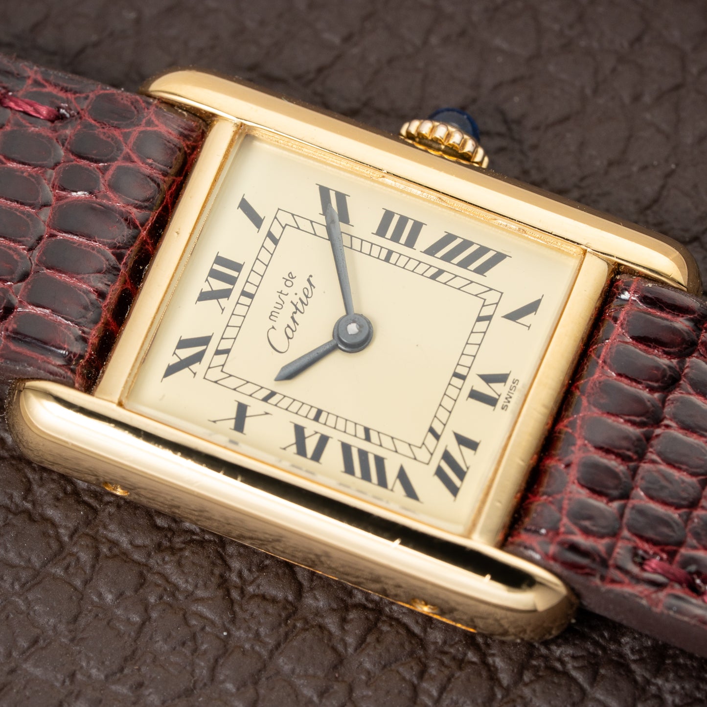 Cartier Tank Must de Roman Lemon Dial Vermeil PM 1980s