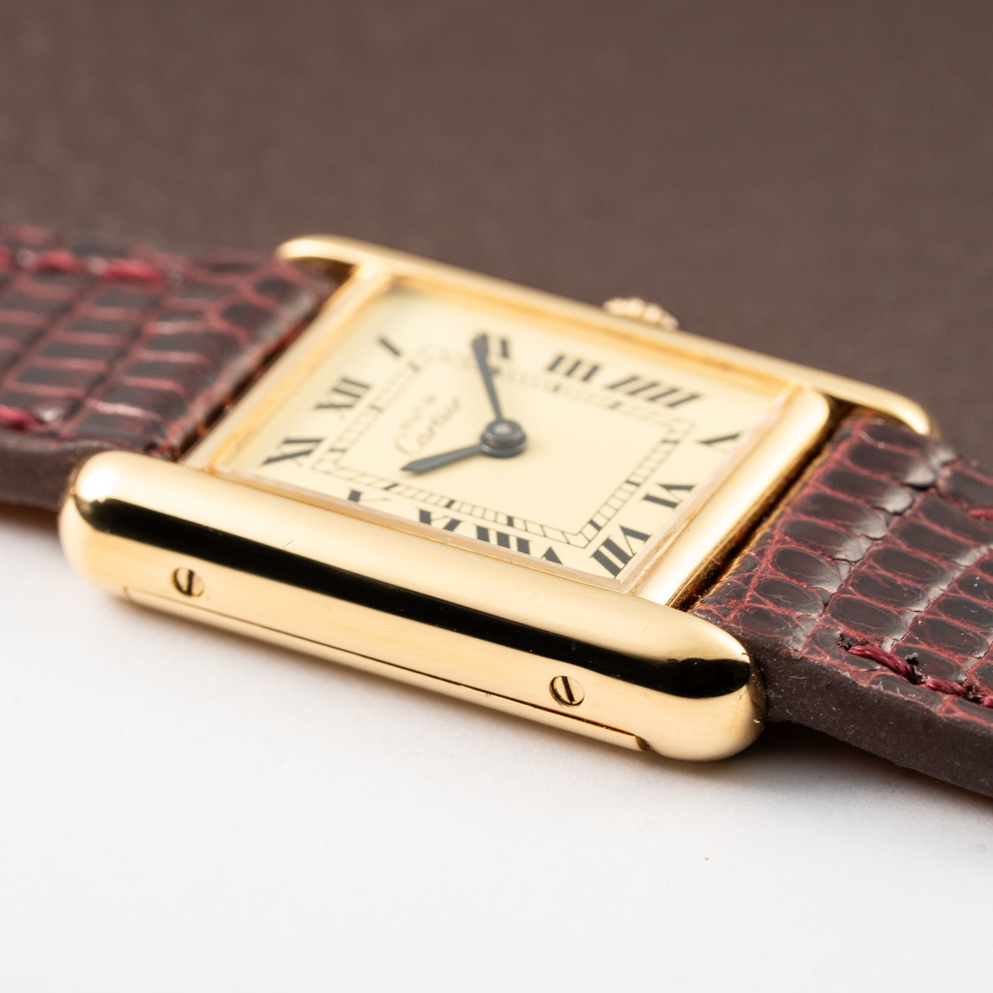 Cartier Tank Must de Roman Lemon Dial Vermeil PM 1980s