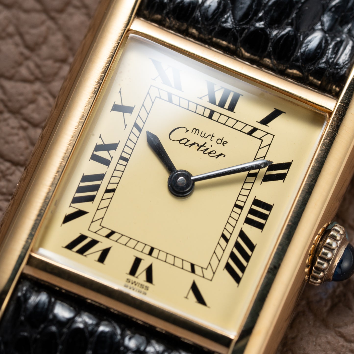 Cartier Tank Vermeil Roman Lemon Dial PM