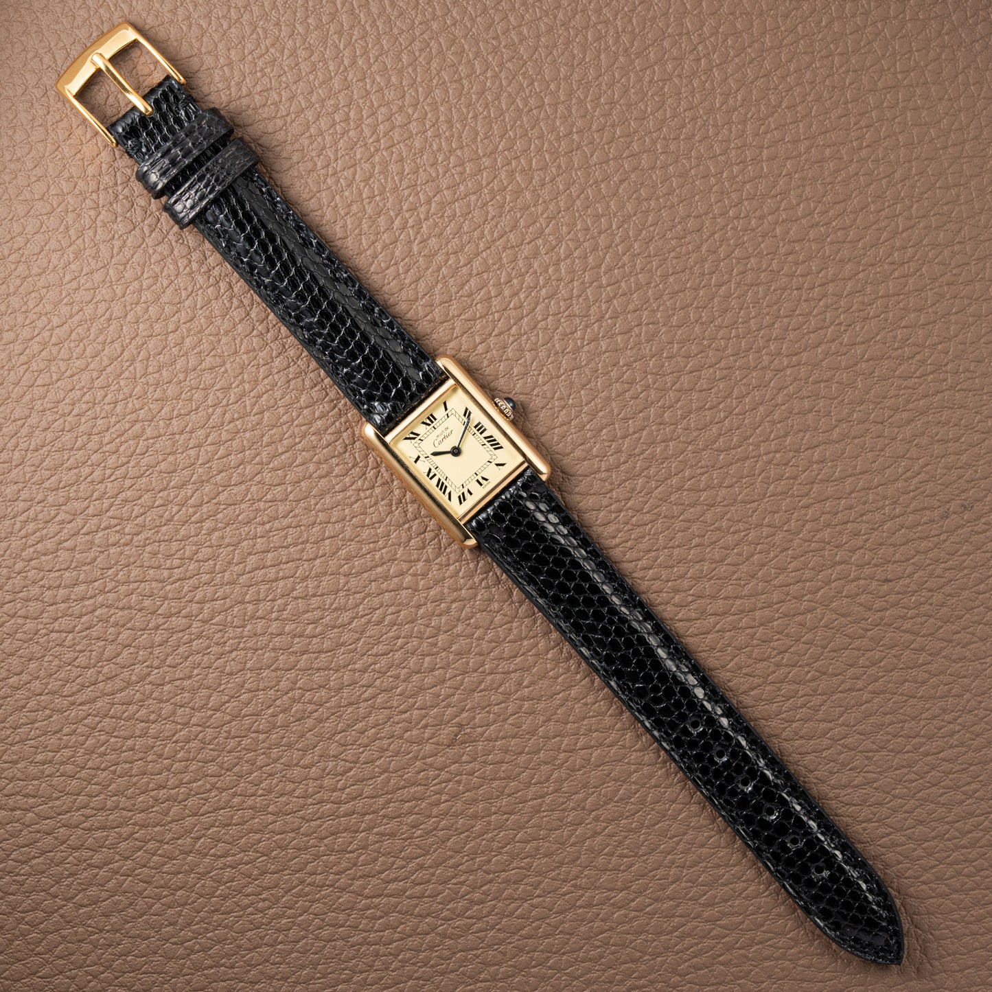 Cartier Tank Vermeil Roman Lemon Dial PM