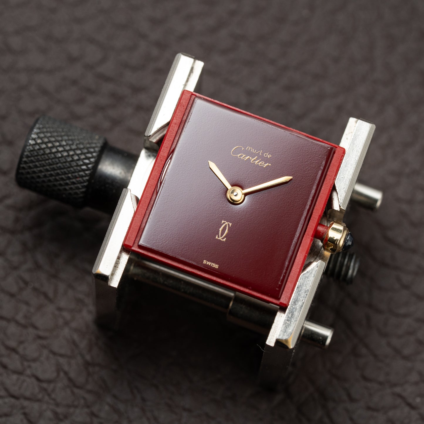 Cartier Must de Tank Vermeil Burgundy Red Dial Reference 5057001