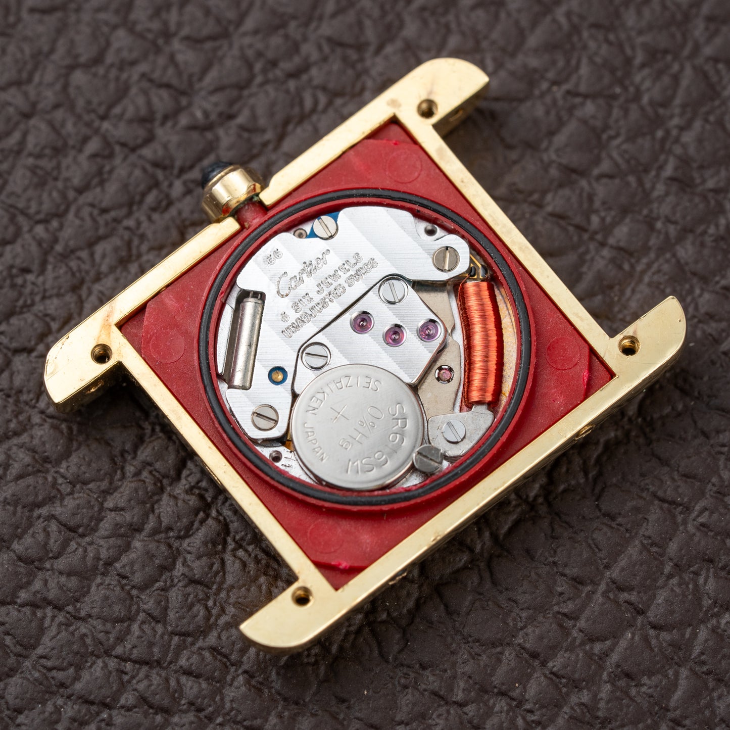 Cartier Must de Tank Vermeil Burgundy Red Dial Reference 5057001