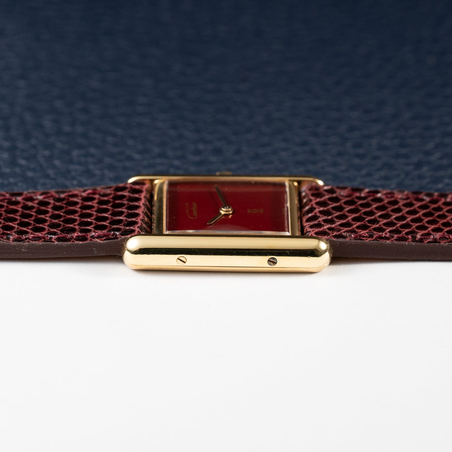 Cartier Must de Tank Vermeil Burgundy Red Dial Reference 5057001