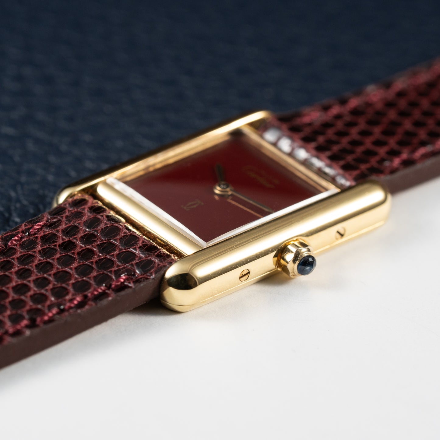 Cartier Must de Tank Vermeil Burgundy Red Dial Reference 5057001