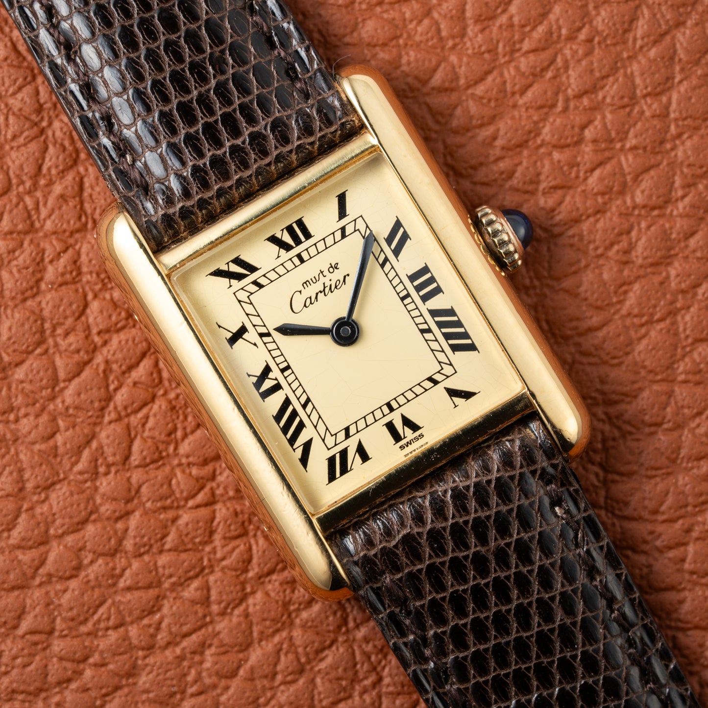 Cartier Tank Vermeil Roman Lemon Dial PM