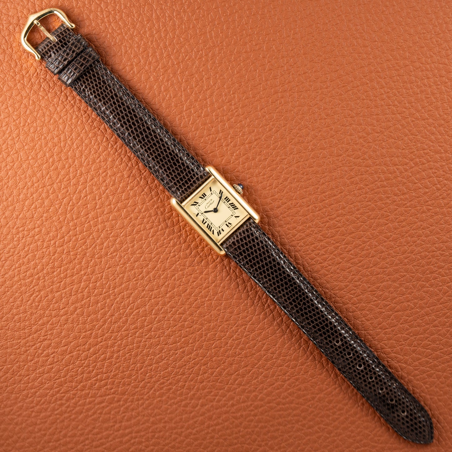 Cartier Tank Vermeil Roman Lemon Dial PM
