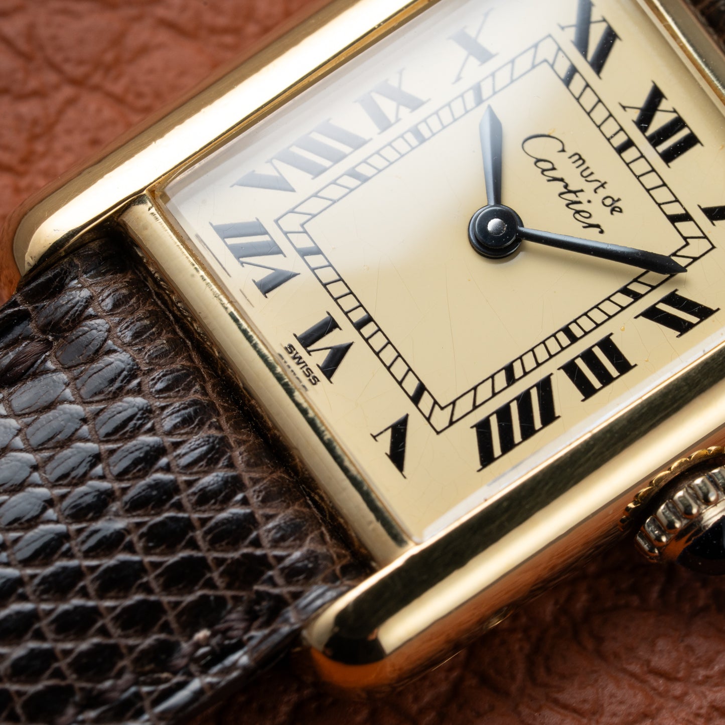 Cartier Tank Vermeil Roman Lemon Dial PM