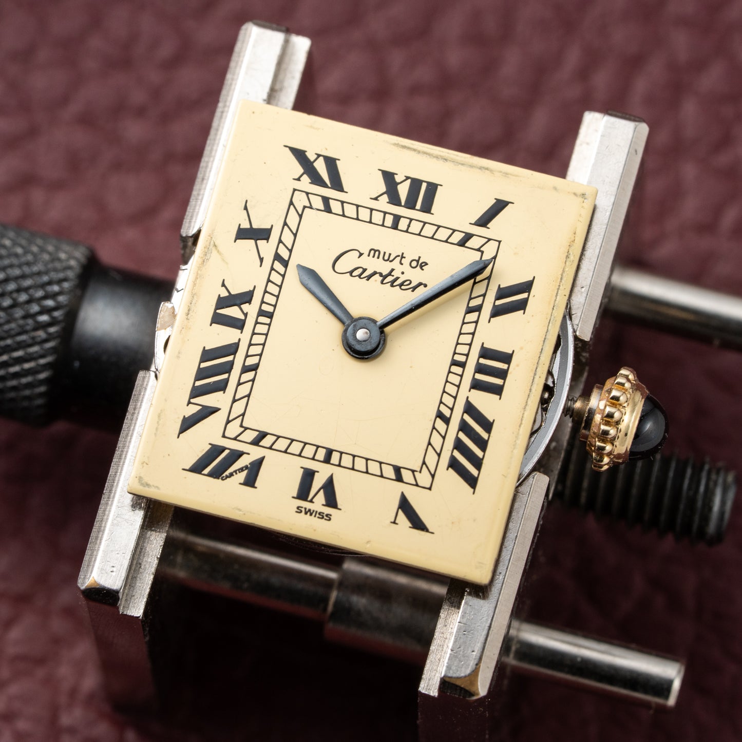 Cartier Tank Must de Roman Lemon Dial Vermeil PM 1980s