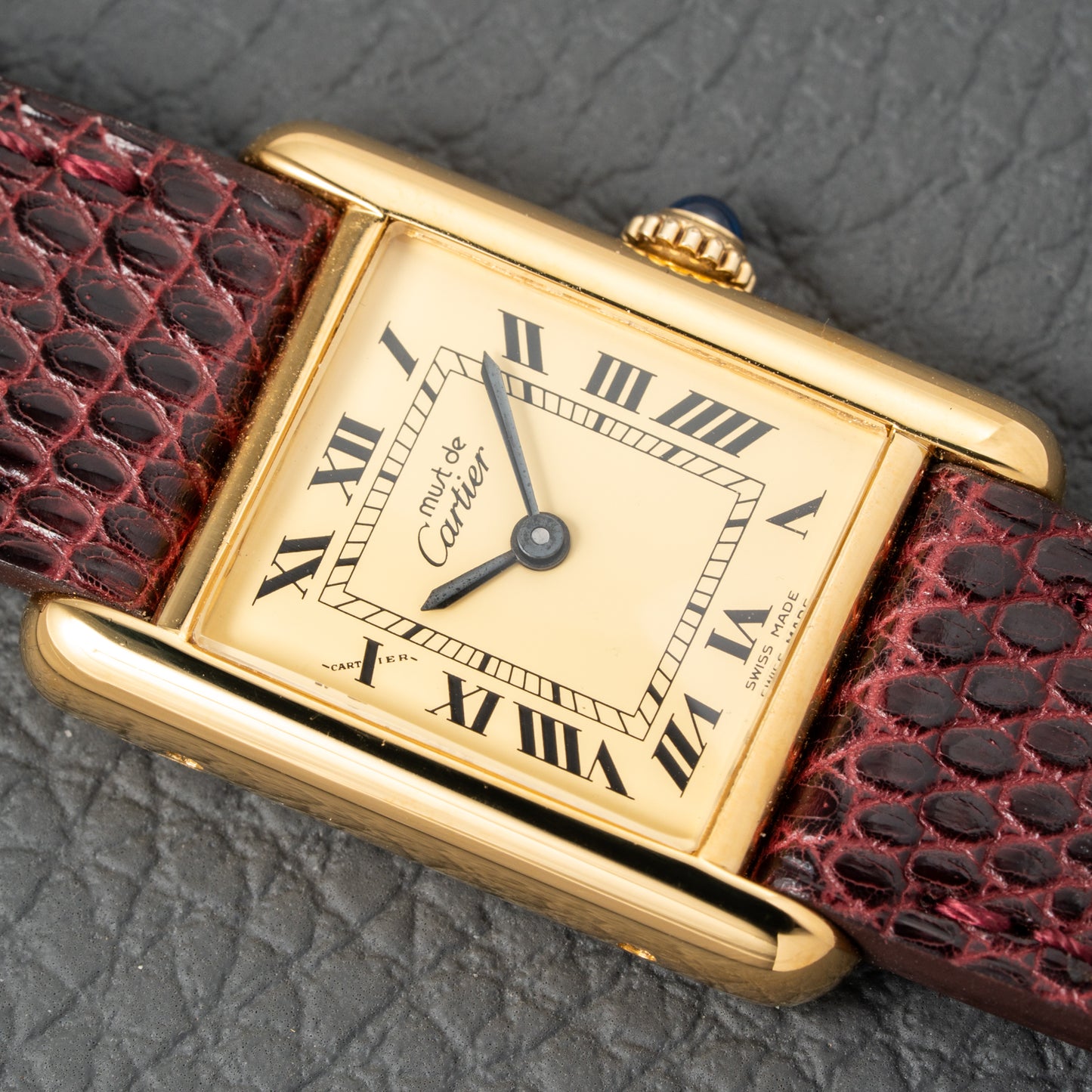 Cartier Tank Must de Roman Lemon Dial Vermeil PM 1980s