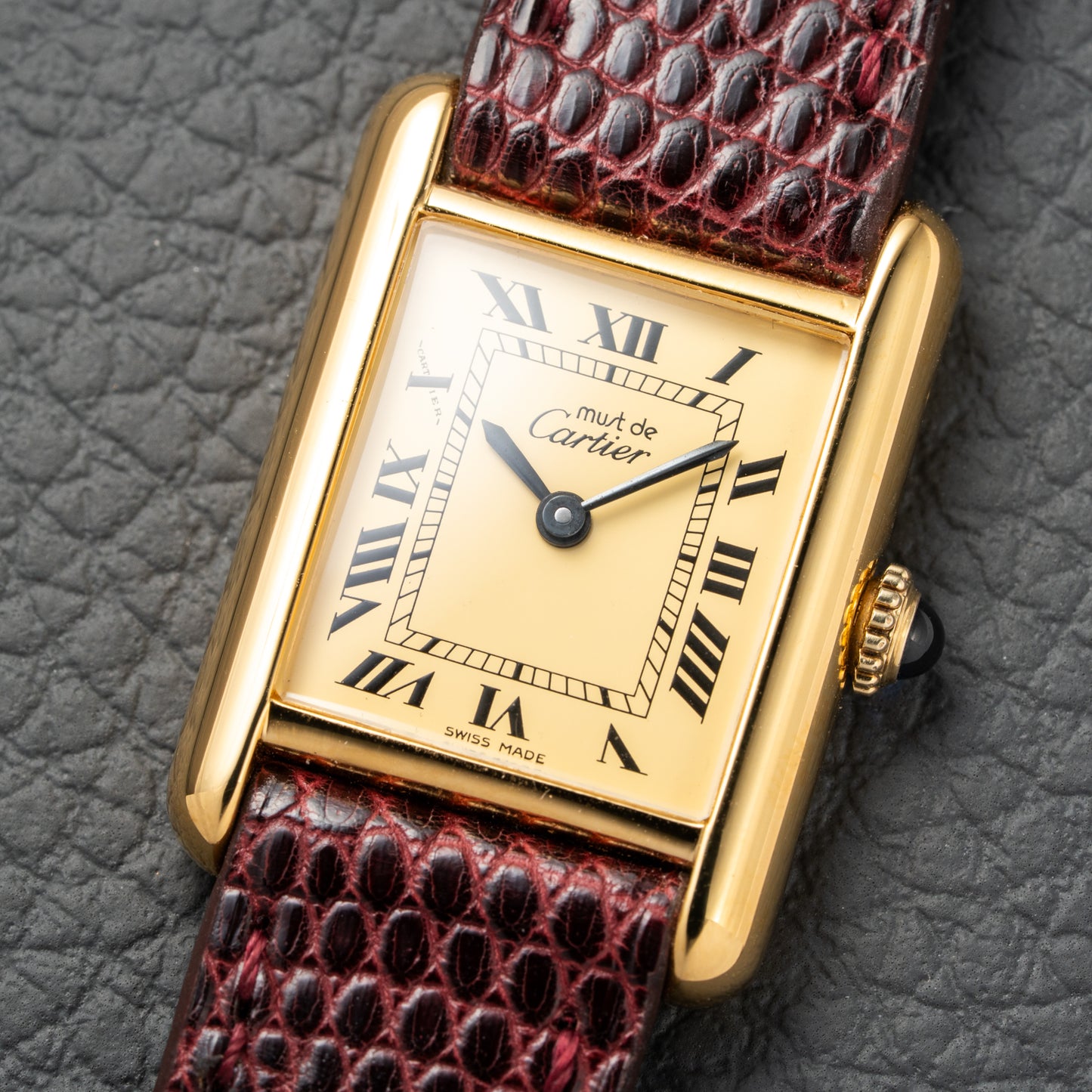 Cartier Tank Must de Roman Lemon Dial Vermeil PM 1980s