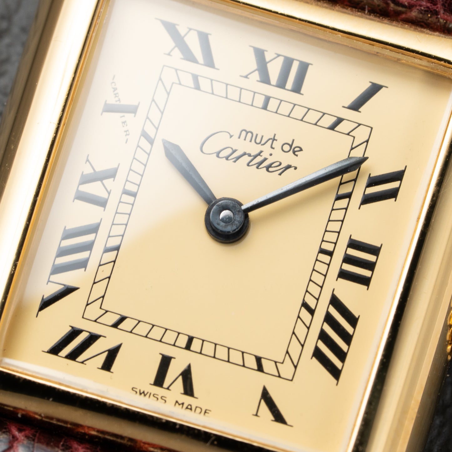 Cartier Tank Must de Roman Lemon Dial Vermeil PM 1980s