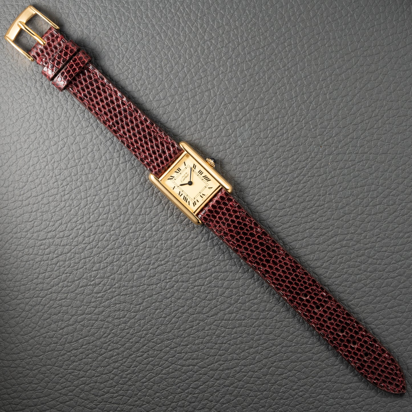 Cartier Tank Must de Roman Lemon Dial Vermeil PM 1980s
