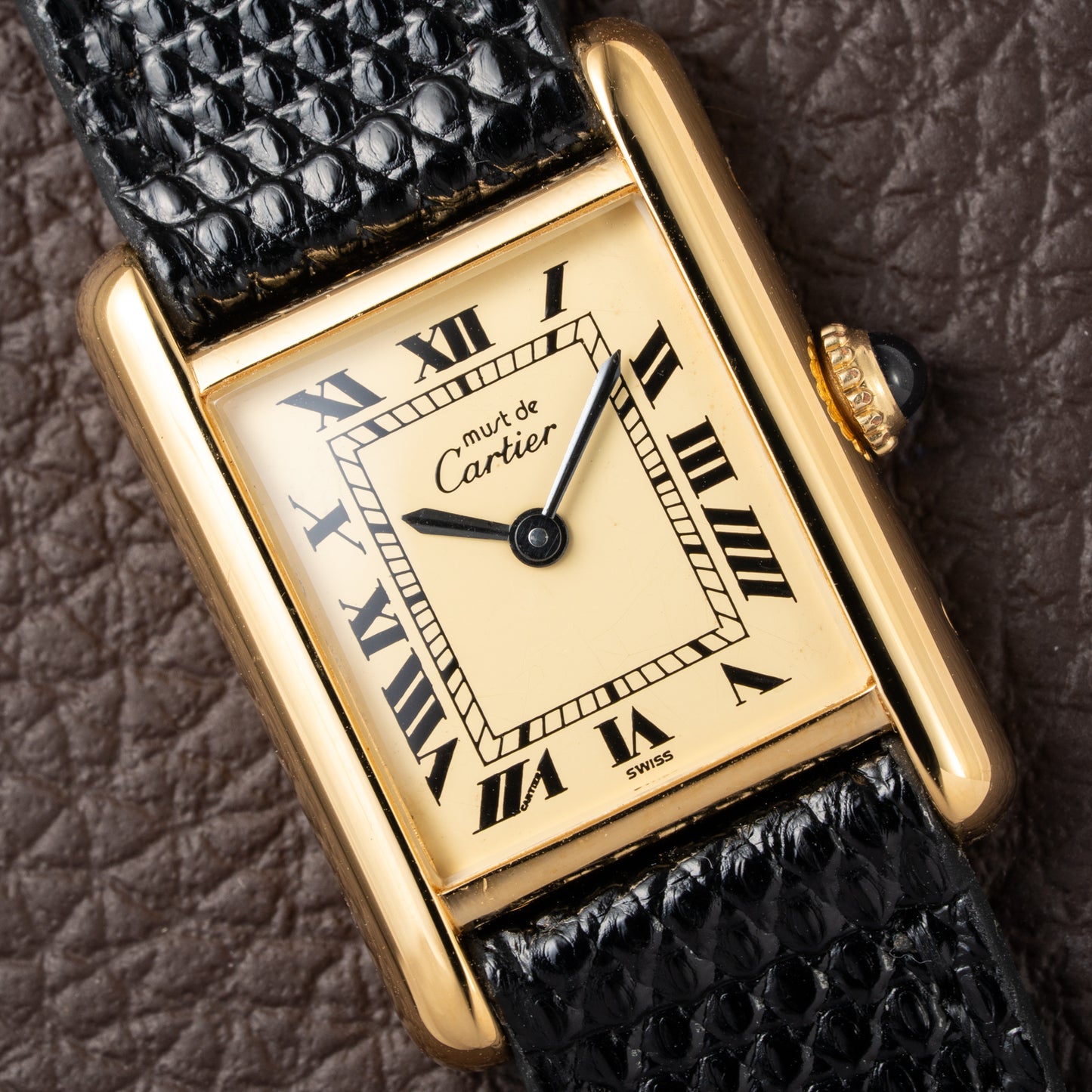 Cartier Tank Must de Roman Lemon Dial Vermeil PM 1980s