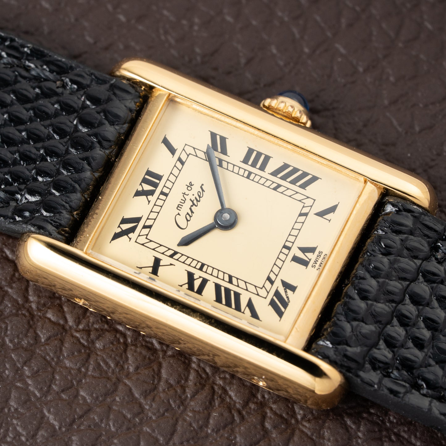 Cartier Tank Must de Roman Lemon Dial Vermeil PM 1980s