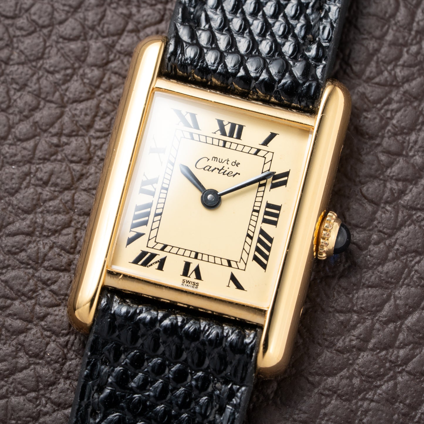 Cartier Tank Must de Roman Lemon Dial Vermeil PM 1980s