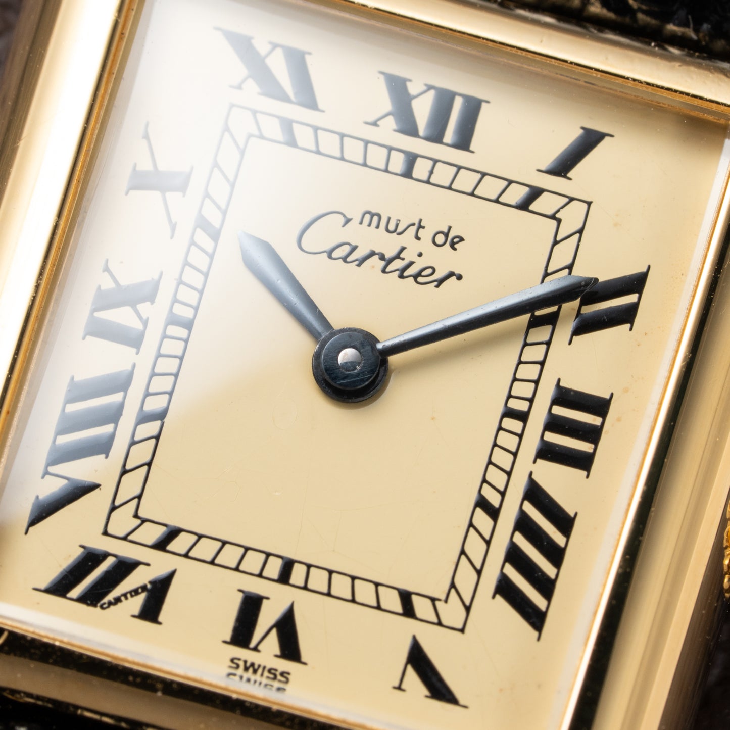 Cartier Tank Must de Roman Lemon Dial Vermeil PM 1980s