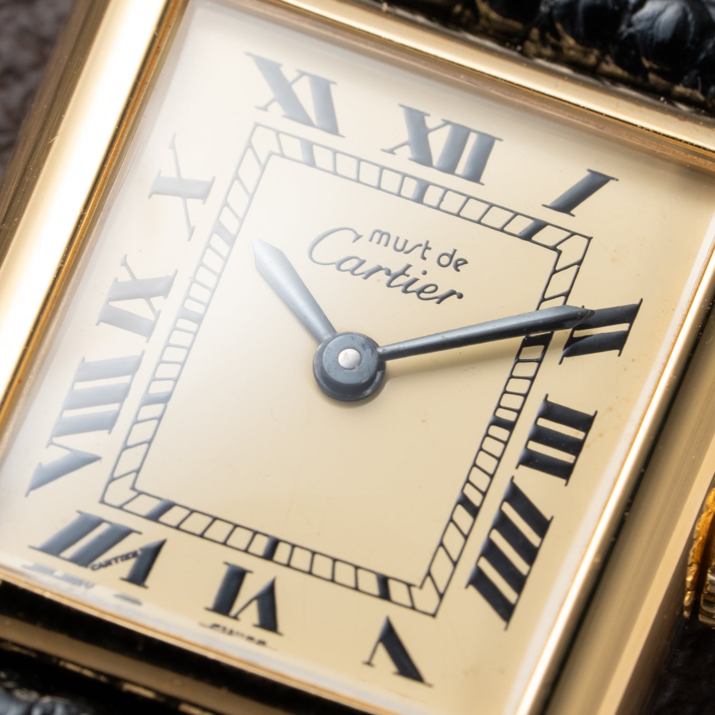Cartier Tank Must de Roman Lemon Dial Vermeil PM 1980s