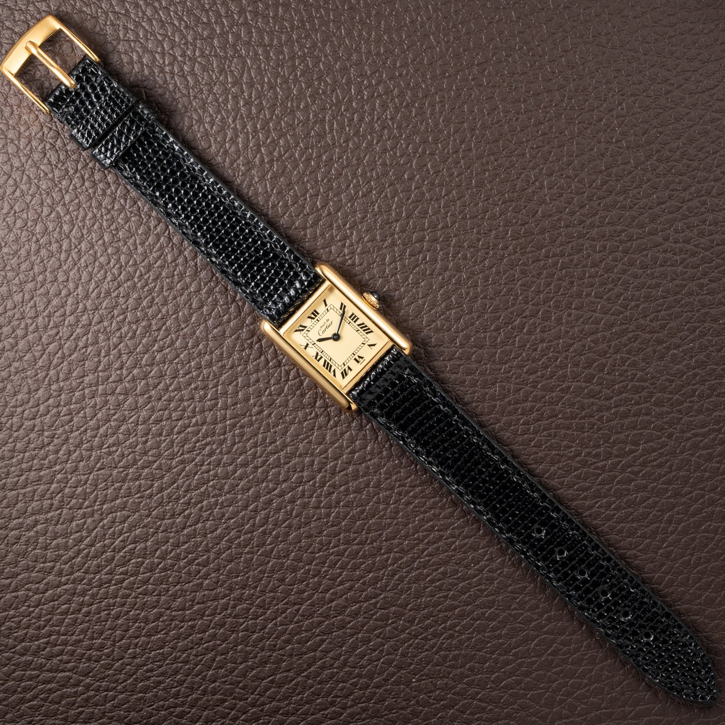 Cartier Tank Must de Roman Lemon Dial Vermeil PM 1980s